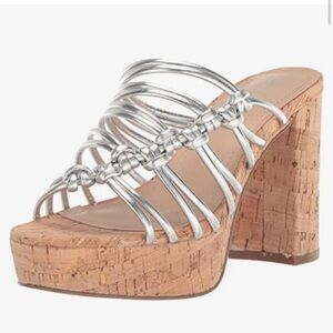 Charles David Metallic Strappy platform cork Sandals